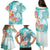 Polynesian Women's Day Wahine Family Matching Puletasi and Hawaiian Shirt Plumeria Marble Glaze - Teal LT7 - Polynesian Pride