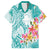 Polynesian Women's Day Wahine Family Matching Puletasi and Hawaiian Shirt Plumeria Marble Glaze - Teal LT7 Dad's Shirt - Short Sleeve Teal - Polynesian Pride