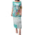 Polynesian Women's Day Wahine Family Matching Puletasi and Hawaiian Shirt Plumeria Marble Glaze - Teal LT7 Mom's Dress Teal - Polynesian Pride