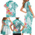 Polynesian Women's Day Wahine Family Matching Short Sleeve Bodycon Dress and Hawaiian Shirt Plumeria Marble Glaze - Teal LT7 - Polynesian Pride