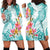 Polynesian Women's Day Wahine Hoodie Dress Plumeria Marble Glaze - Teal LT7 - Polynesian Pride