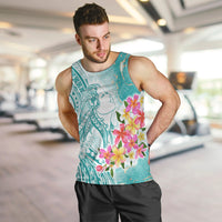 Polynesian Women's Day Wahine Men Tank Top Plumeria Marble Glaze - Teal LT7 Teal - Polynesian Pride