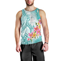 Polynesian Women's Day Wahine Men Tank Top Plumeria Marble Glaze - Teal LT7 - Polynesian Pride
