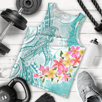 Polynesian Women's Day Wahine Men Tank Top Plumeria Marble Glaze - Teal LT7 - Polynesian Pride