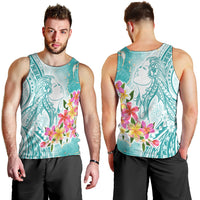 Polynesian Women's Day Wahine Men Tank Top Plumeria Marble Glaze - Teal LT7 - Polynesian Pride