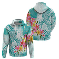 Polynesian Women's Day Wahine Zip Hoodie Plumeria Marble Glaze - Teal LT7 - Polynesian Pride