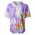 Polynesian Women's Day Wahine Baseball Jersey Plumeria Marble Glaze - Purple LT7 Purple - Polynesian Pride