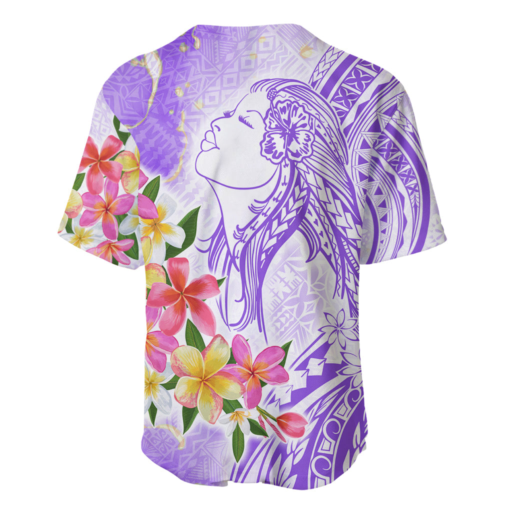 Polynesian Women's Day Wahine Baseball Jersey Plumeria Marble Glaze - Purple LT7 - Polynesian Pride