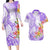 Polynesian Women's Day Wahine Couples Matching Long Sleeve Bodycon Dress and Hawaiian Shirt Plumeria Marble Glaze - Purple LT7 Purple - Polynesian Pride