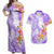 Polynesian Women's Day Wahine Couples Matching Off Shoulder Maxi Dress and Hawaiian Shirt Plumeria Marble Glaze - Purple LT7 Purple - Polynesian Pride