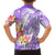 Polynesian Women's Day Wahine Family Matching Long Sleeve Bodycon Dress and Hawaiian Shirt Plumeria Marble Glaze - Purple LT7 - Polynesian Pride