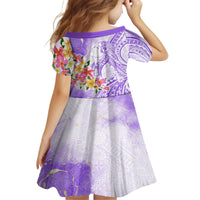 Polynesian Women's Day Wahine Family Matching Long Sleeve Bodycon Dress and Hawaiian Shirt Plumeria Marble Glaze - Purple LT7 - Polynesian Pride