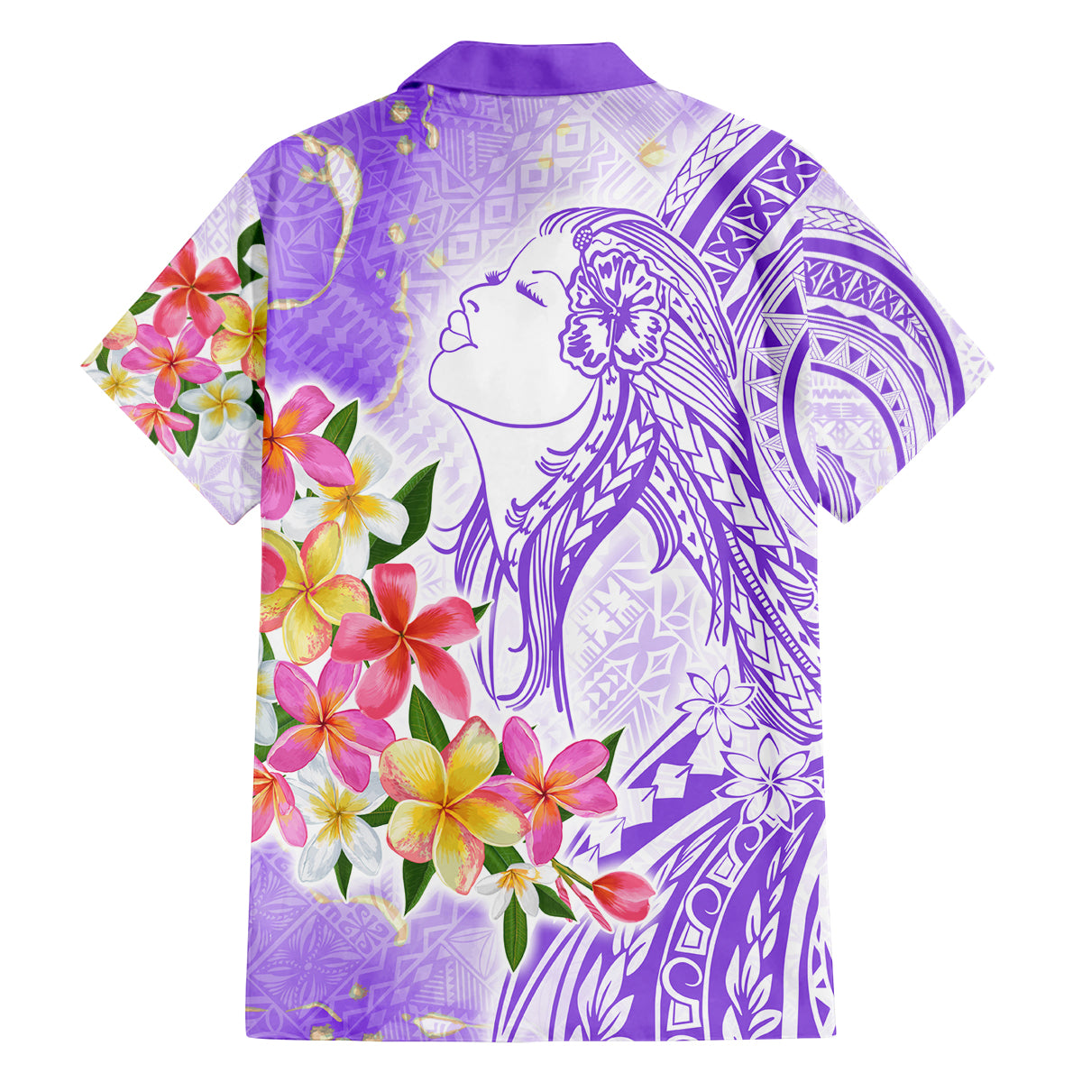 Polynesian Women's Day Wahine Family Matching Long Sleeve Bodycon Dress and Hawaiian Shirt Plumeria Marble Glaze - Purple LT7 - Polynesian Pride