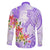 Polynesian Women's Day Wahine Family Matching Long Sleeve Bodycon Dress and Hawaiian Shirt Plumeria Marble Glaze - Purple LT7 - Polynesian Pride