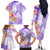 Polynesian Women's Day Wahine Family Matching Off Shoulder Long Sleeve Dress and Hawaiian Shirt Plumeria Marble Glaze - Purple LT7 - Polynesian Pride