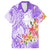 Polynesian Women's Day Wahine Family Matching Off Shoulder Maxi Dress and Hawaiian Shirt Plumeria Marble Glaze - Purple LT7 Dad's Shirt - Short Sleeve Purple - Polynesian Pride