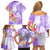 Polynesian Women's Day Wahine Family Matching Off Shoulder Short Dress and Hawaiian Shirt Plumeria Marble Glaze - Purple LT7 - Polynesian Pride