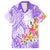 Polynesian Women's Day Wahine Family Matching Short Sleeve Bodycon Dress and Hawaiian Shirt Plumeria Marble Glaze - Purple LT7 Dad's Shirt - Short Sleeve Purple - Polynesian Pride