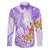 Polynesian Women's Day Wahine Family Matching Short Sleeve Bodycon Dress and Hawaiian Shirt Plumeria Marble Glaze - Purple LT7 Dad's Shirt - Long Sleeve Purple - Polynesian Pride