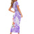 Polynesian Women's Day Wahine Family Matching Short Sleeve Bodycon Dress and Hawaiian Shirt Plumeria Marble Glaze - Purple LT7 - Polynesian Pride