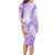 Polynesian Women's Day Wahine Long Sleeve Bodycon Dress Plumeria Marble Glaze - Purple LT7 - Polynesian Pride