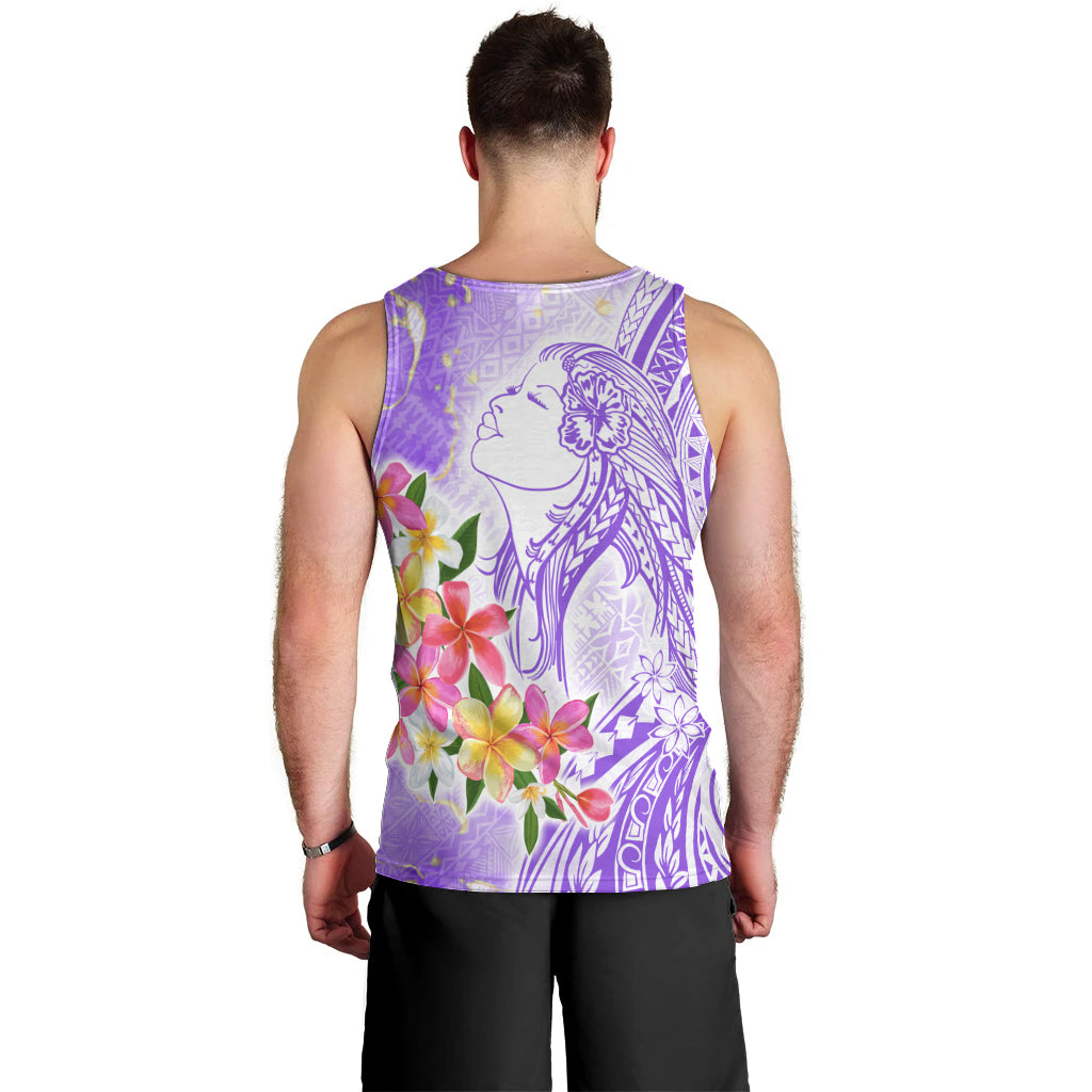 Polynesian Women's Day Wahine Men Tank Top Plumeria Marble Glaze - Purple LT7 - Polynesian Pride