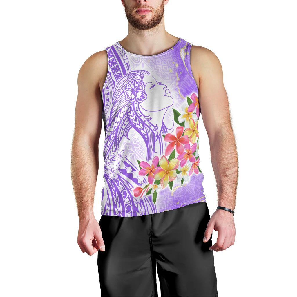 Polynesian Women's Day Wahine Men Tank Top Plumeria Marble Glaze - Purple LT7 - Polynesian Pride