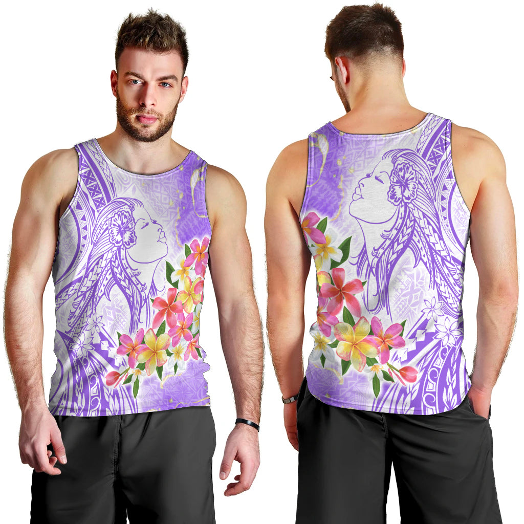 Polynesian Women's Day Wahine Men Tank Top Plumeria Marble Glaze - Purple LT7 - Polynesian Pride