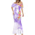 Polynesian Women's Day Wahine Mermaid Dress Plumeria Marble Glaze - Purple LT7 - Polynesian Pride