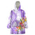 Polynesian Women's Day Wahine Wearable Blanket Hoodie Plumeria Marble Glaze - Purple LT7 One Size Purple - Polynesian Pride