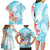 Polynesian Women's Day Wahine Family Matching Long Sleeve Bodycon Dress and Hawaiian Shirt Plumeria Marble Glaze - Turquoise LT7 - Polynesian Pride