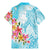 Polynesian Women's Day Wahine Family Matching Mermaid Dress and Hawaiian Shirt Plumeria Marble Glaze - Turquoise LT7 - Polynesian Pride