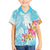 Polynesian Women's Day Wahine Family Matching Off Shoulder Short Dress and Hawaiian Shirt Plumeria Marble Glaze - Turquoise LT7 Son's Shirt Turquoise - Polynesian Pride