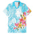 Polynesian Women's Day Wahine Family Matching Puletasi and Hawaiian Shirt Plumeria Marble Glaze - Turquoise LT7 Dad's Shirt - Short Sleeve Turquoise - Polynesian Pride