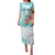 Polynesian Women's Day Wahine Family Matching Puletasi and Hawaiian Shirt Plumeria Marble Glaze - Turquoise LT7 Mom's Dress Turquoise - Polynesian Pride