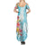 Polynesian Women's Day Wahine Family Matching Summer Maxi Dress and Hawaiian Shirt Plumeria Marble Glaze - Turquoise LT7 - Polynesian Pride