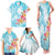 Polynesian Women's Day Wahine Family Matching Tank Maxi Dress and Hawaiian Shirt Plumeria Marble Glaze - Turquoise LT7 - Polynesian Pride