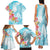 Polynesian Women's Day Wahine Family Matching Tank Maxi Dress and Hawaiian Shirt Plumeria Marble Glaze - Turquoise LT7 - Polynesian Pride