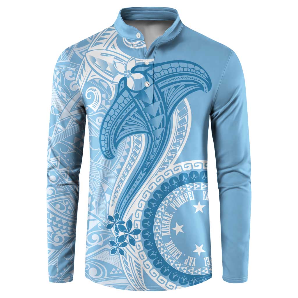 Micronesia FSM Button Sweatshirt Shark and Manta Classic Style