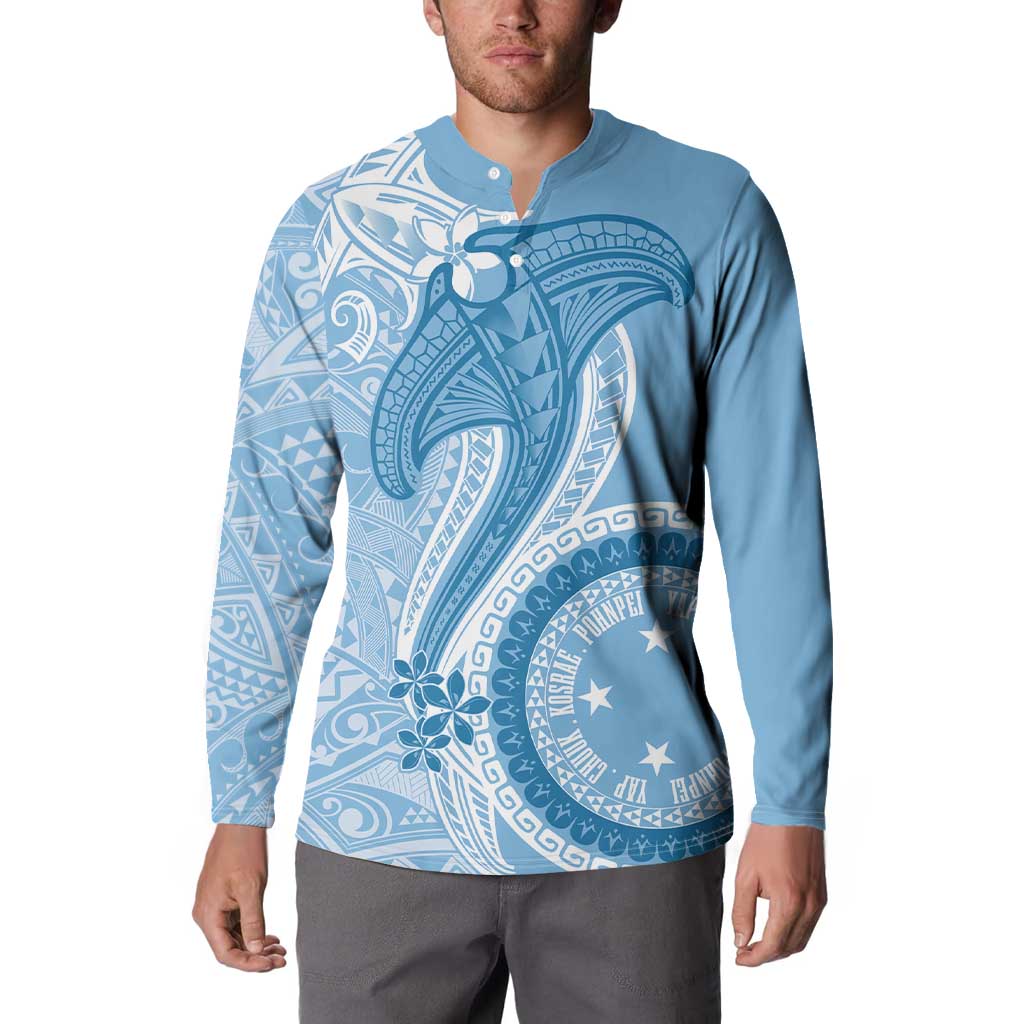 Micronesia FSM Button Sweatshirt Shark and Manta Classic Style