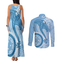 Micronesia FSM Couples Matching Tank Maxi Dress and Long Sleeve Button Shirt Shark and Manta Classic Style