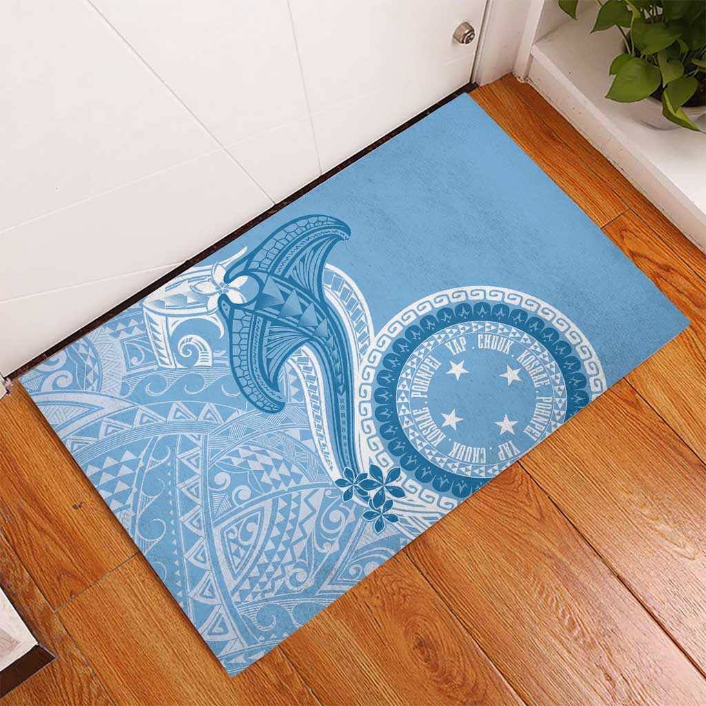 Micronesia FSM Rubber Doormat Shark and Manta Classic Style