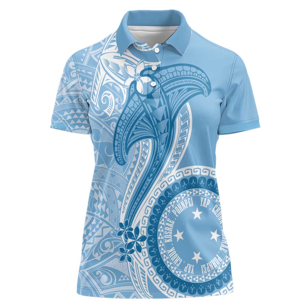 Micronesia FSM Women Polo Shirt Shark and Manta Classic Style
