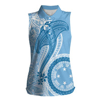 Micronesia FSM Women Sleeveless Polo Shirt Shark and Manta Classic Style