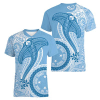 Micronesia FSM Women V-Neck T-Shirt Shark and Manta Classic Style