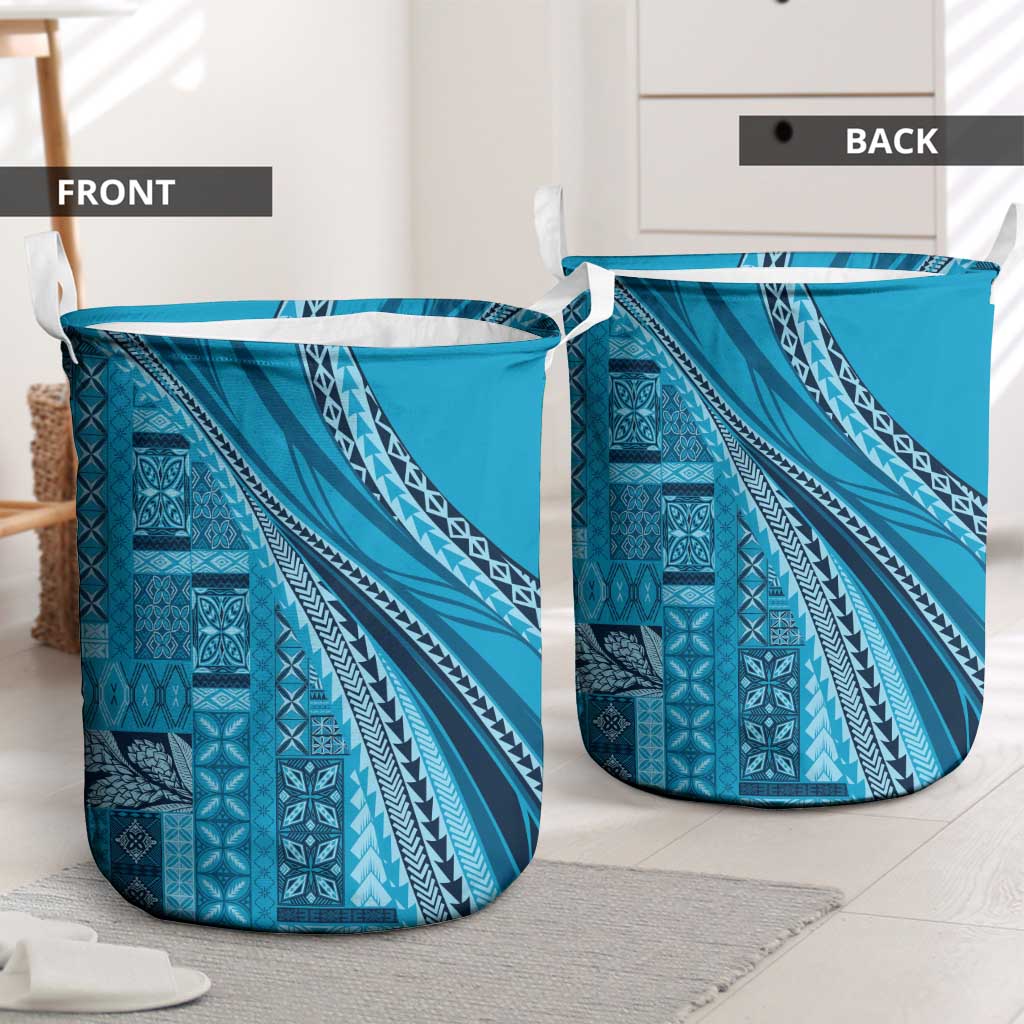 Pasifika Women's Day - Samoa Siapo Malu Tattoo Inspired Laundry Basket Turquoise LT7 - Polynesian Pride