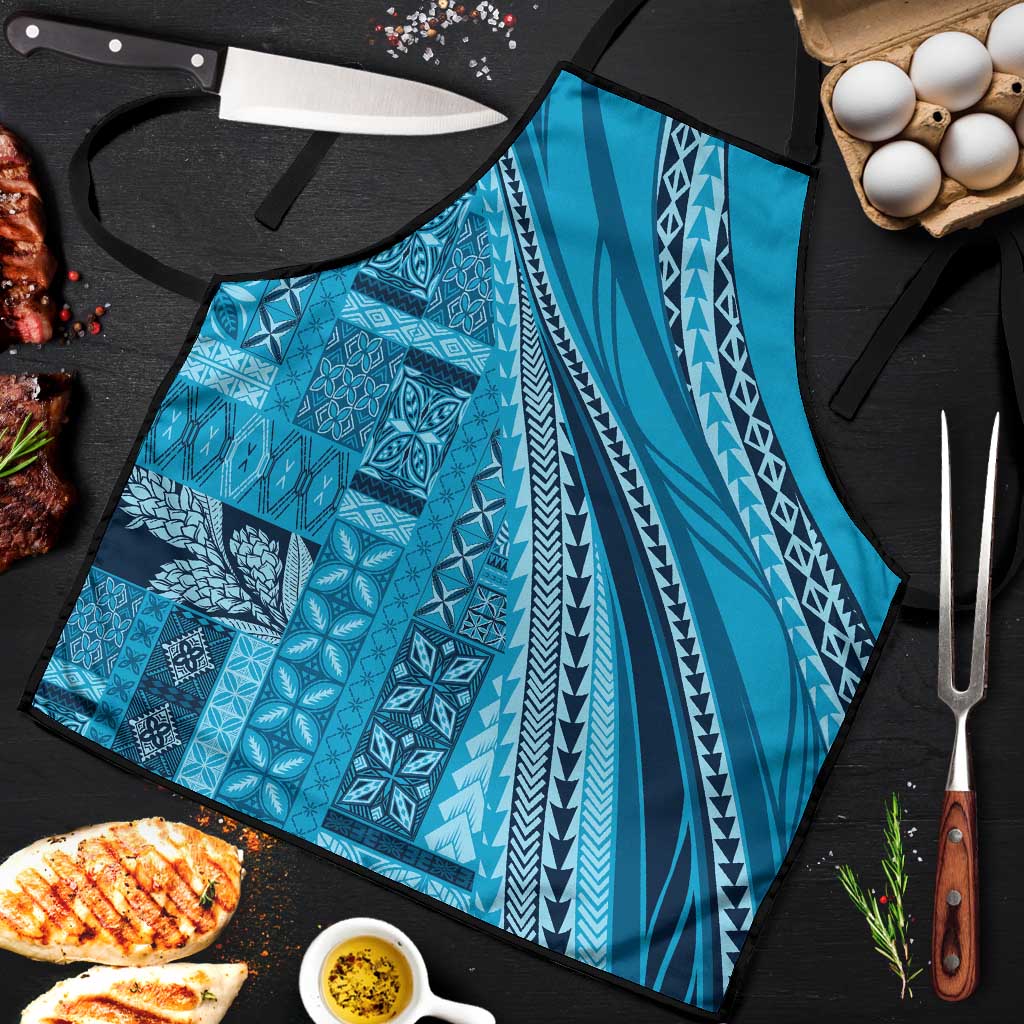 Pasifika Women's Day - Samoa Siapo Malu Tattoo Inspired Apron Turquoise LT7 Turquoise - Polynesian Pride