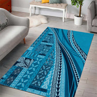 Pasifika Women's Day - Samoa Siapo Malu Tattoo Inspired Area Rug Turquoise LT7 - Polynesian Pride