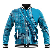 Pasifika Women's Day - Samoa Siapo Malu Tattoo Inspired Baseball Jacket Turquoise LT7 Unisex Turquoise - Polynesian Pride