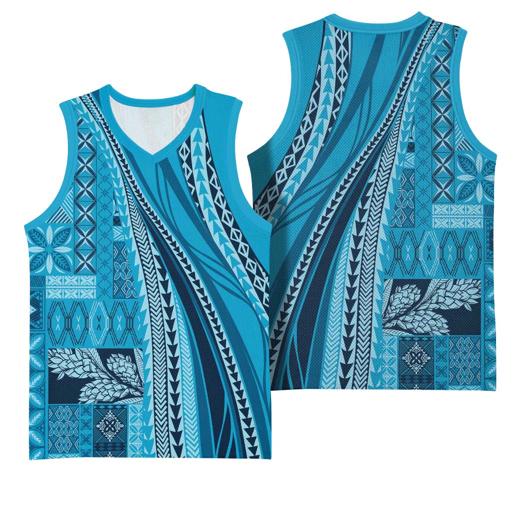 Pasifika Women's Day - Samoa Siapo Malu Tattoo Inspired Basketball Jersey Turquoise LT7 - Polynesian Pride